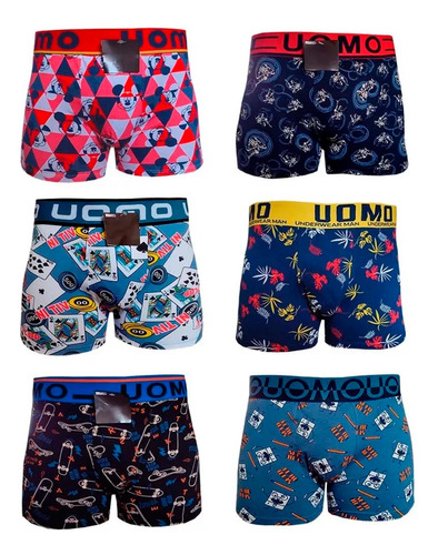 Pack Boxers X 12 Importados Uomo Algodón Con Elastano 