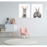 2 Piezas Conejos Frente Y Atrás Canvas Cuadro Decorativo