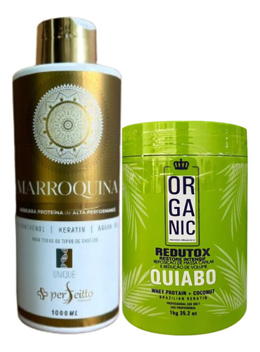 Combo Salão Escova Marroquina+btox Quiabo Organic 
