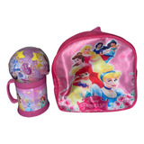 Mochila Infantil Escolar Princesas Kit Bola Copo Surpresa