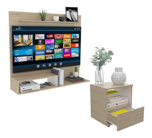 Combo Para Habitación Incluye Panel De Tv Y Mesa De Noche