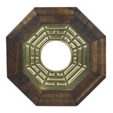 Quadro Feng Shui Baguá Céu Posterior Com Espelho Plano 13cm Cor Dourado Cor Da Armação Marrom