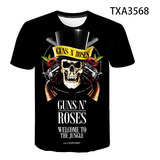 Verano Guns And Roses 3d Imprimir Moda Calle Camiseta