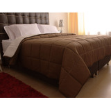 Edredon King Tipo Quilt Doble Faz Chocolate - Beige