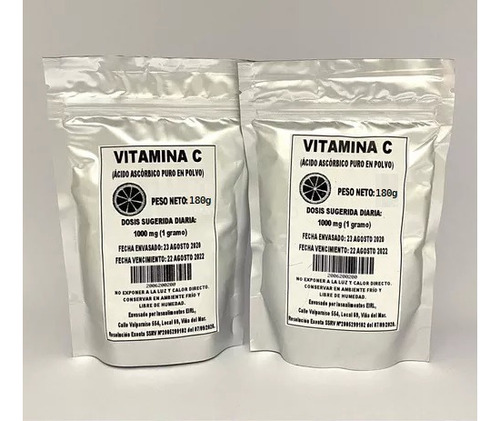 Vitamina C Pura En Polvo Pack 2 X 180 Gr