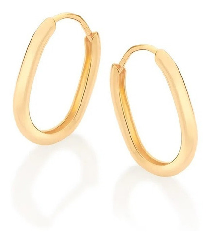 Brinco Rommanel Banhado Ouro 18k Argola Oval Liso Delicado