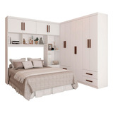 Guarda-roupa Casal Modulado Com Cama Paradise 10 Portas Cor Branco