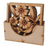 Porta Vasos Corte Laser Flor Calada X6 Con Caja Mdf 2,5mm