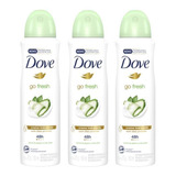 Kit 3 Desodorante Dove Go Fresh Pepino E Chá Verde 150ml