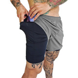 Short Bermuda Dryfit 2 Em 1 Academia Treino Corrida C/ Bolso