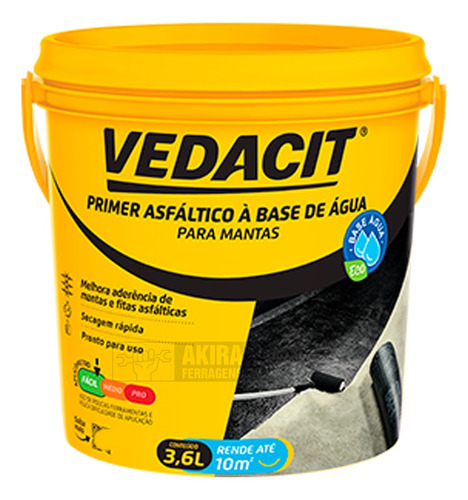 Primer Eco Vedacit 3,6 L Base Agua Manta Asfaltica Adesiva