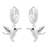 Aro Argolla Colibri Picaflor Cubic Suerte  1cm Plata 925