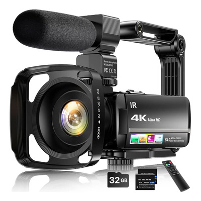 Fjfjopk Cámara, 4k 64mp, Vlogging, Con Micro Y Estabilizador