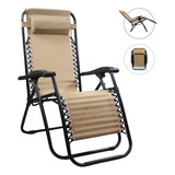 Silla Reclinable Camastro Portátil Para Exterior Color Beige