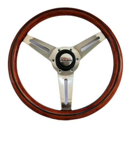 Volante Tipo Nardi De Madera Linea Negra Con Pulsador Univ