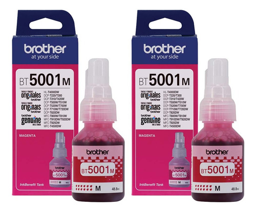 Kit De 2 Tintas Originales Brother Bt5001 M (magenta) 48.8ml