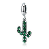 Dije Charm Cactus Circonitas Verde Fabricado En Plata S925