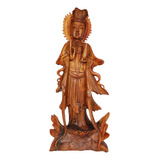 Estátua Kuan Yin Escultura Madeira Decoração Zen Bali 100cm