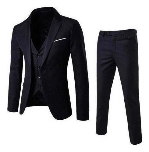 Ropa De Vestir Formal Para Hombre De Color Liso De 3 Piezas