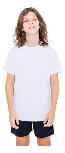 Remera Básica Blanca Algodón Infantil Colegia M/corta Unisex