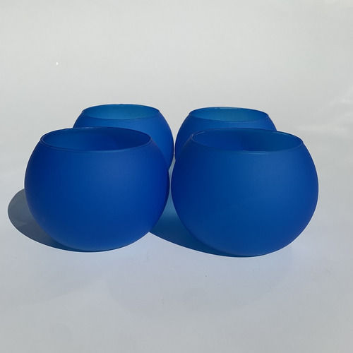 Kit Chá Revelação 4 Mini Aquário De Vidro Azul P/decoração