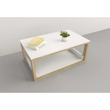 Mesa Ratona Centro De Living Minimalista Con Estante Color Olmo Everest