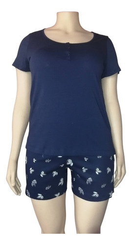 Pijama Charter Club Henley T-shirt Shorts Cotton Butterfly