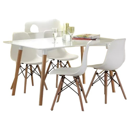 Juego De Mesa 140x80 Y 4 Sillas Eames - Escandinavas