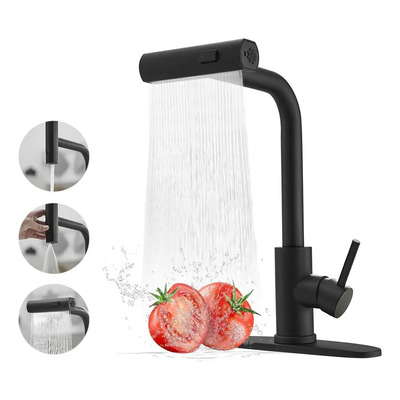 Grifo Monocomando Cocina Mesada Negro Mate Pico Extensible Banna | Meses sin interés
