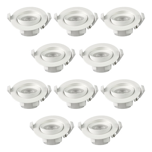 Pack 10 Foco Basculante Led Embutido Spot 6,5w Cálido