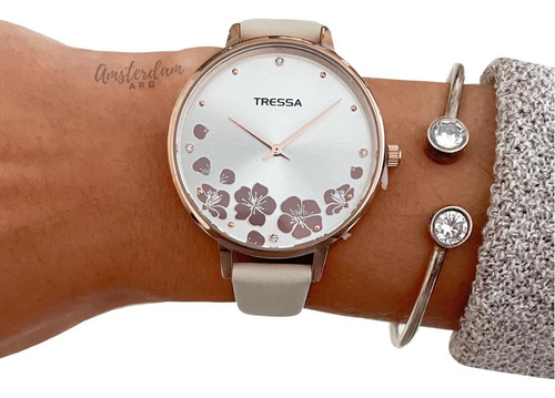 Reloj Tressa Dama Modelo Molly  Flores Grande Amsterdamarg