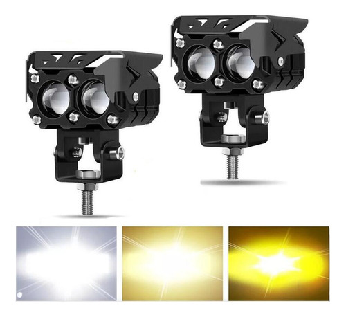 2pzs Faros De Lupa 120w Doble Color Spot Luz Para Auto Moto