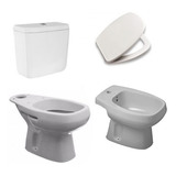 Inodoro Largo Deposito Apoyo Bidet Roca Monaco + Tapa + Kit