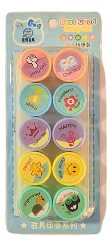 Set 10 Timbres Sellos Infantiles Motivacionales