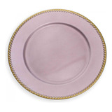 Sousplat Plástico Rosa E Dourado Para Mesa Posta