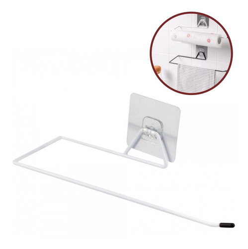 Porta Rollo Cocina Baño Adhesivo Organizador Toalla Gancho