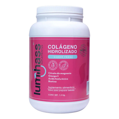 Colágeno Hidrolizado Lumihass Sabor Fresa 1.2 Kg I 48 Porciones I Adicionado Con Omega 3 + Extracto De Aguacate + Magnesio + Acido Hialurónico + Biotina + Vita C I Piel, Cabello, Uñas Y Articulaciones | Meses sin interés