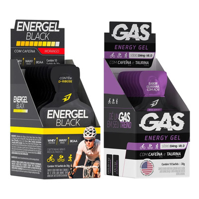 Gas Energy Gel 10 Sachê + Energel Black 10 Sachê Bodyaction Sabor Morango\u002FGuarana com Açai | MercadoLivre