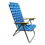 Silla Sillon Reposera Alta Playera Aluminio 5 Posiciones Plegable Camping Con Respaldo Alto