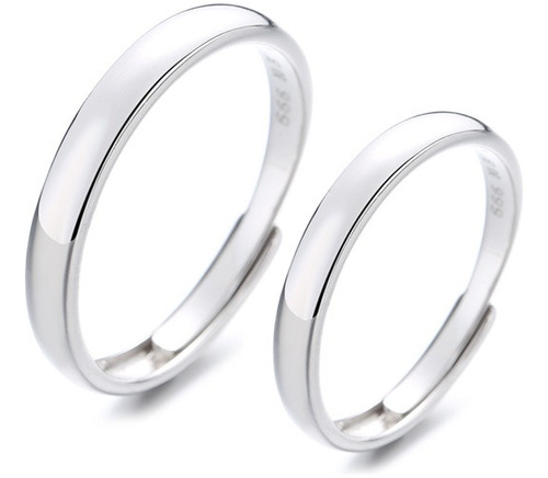 2 Anillos Promesa Argollas Boda Plata 925 Real Parejas Lisos