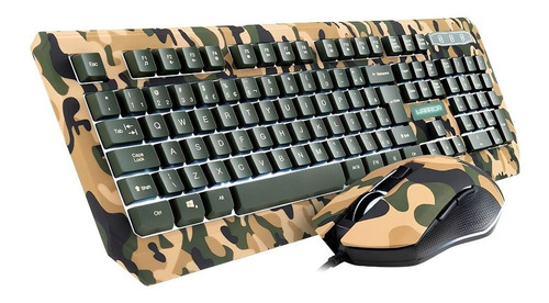 Combo Teclado E Mouse Warrior Kyler Gamer Army C/ Cabo-tc249