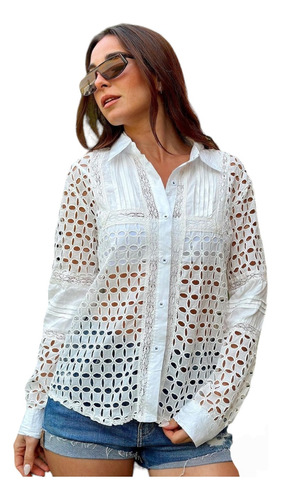 Camisa Blusa Importada Bordada Broderie Encaje Premium 