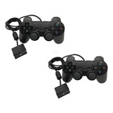 Kit 2 Controles Dualshock 2 Ps2 Joystick Com Fio Compatível