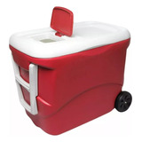 Caixa Térmica Cooler 50 L Vermelha C/ Rodas Bebidas Festas