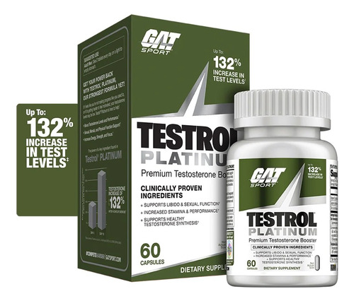 Gat Testrol Platinum 60 Tabletas Booster Testosterona Sf Tt8 Sabor Sin Sabor