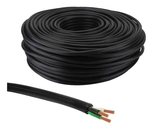 Cable Uso Rudo 3x10 Alucobre Keer Rollo 100m Antiflama Color De La Cubierta Negro