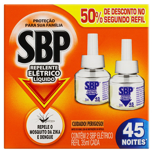 Refil Repelente Líquido Elétrico Caixa 2 Unidades 35ml Sbp