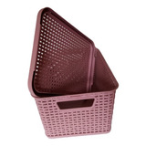 Kit 3 Piezas Cesta, Canasta, Caja Organizadora Tipo Rattan 