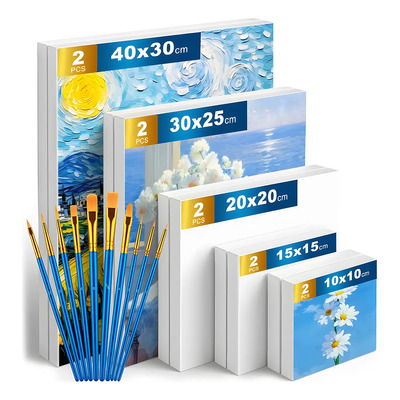 SUNRISES Bastidores para Pintar 10pz +10 Pinceles Nylon, Lienzo Algodon Marco Madera para Oleo Acrilico, Kit Pintura Principiantes Ninos, Manualidades Hogar | MercadoLibre