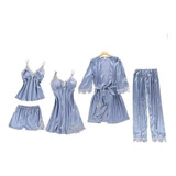 P Set De Pijama Dama Sexi Ropa De Dormir Bata De Seda 5 [u]